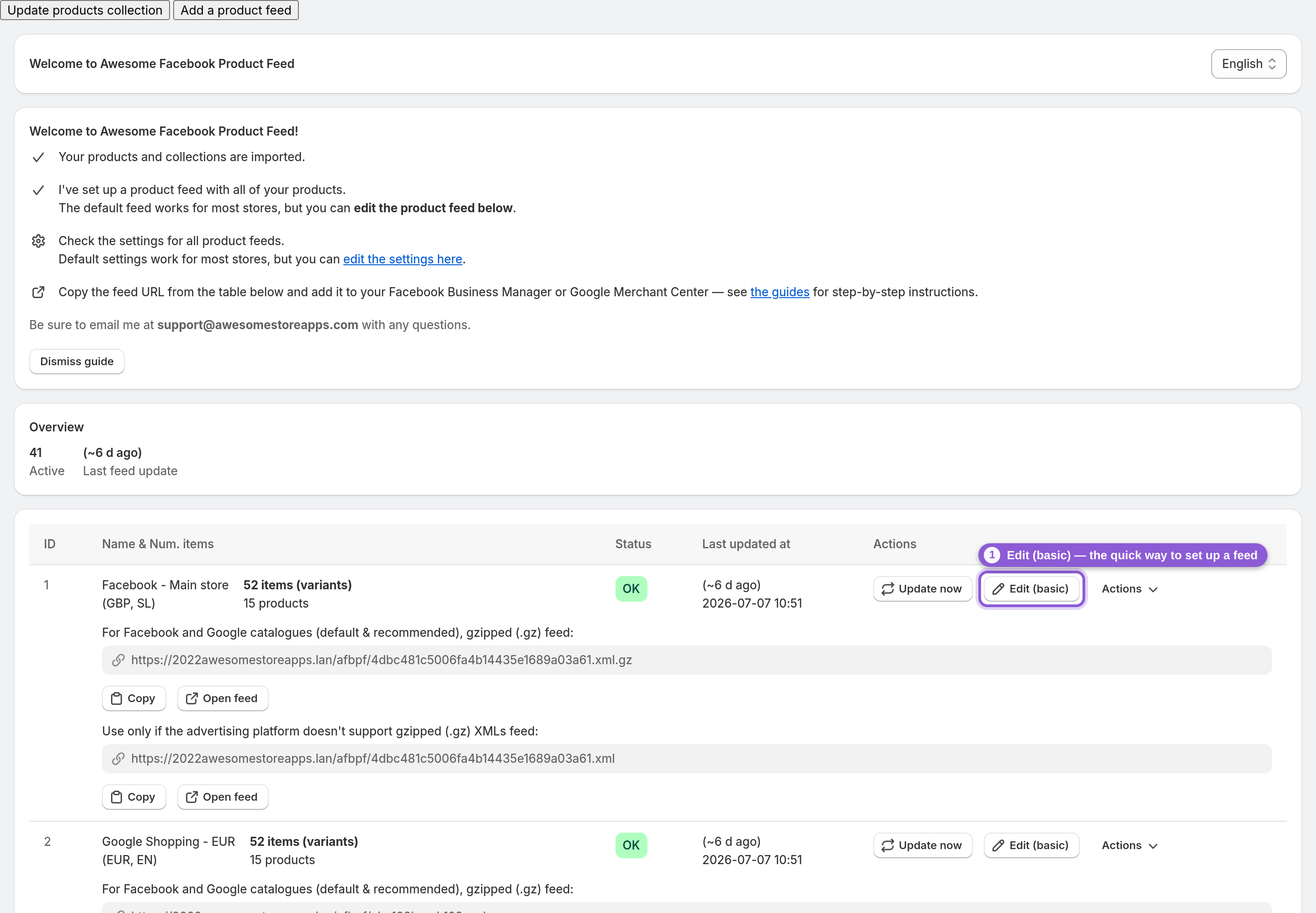 Open the Basic editor — Edit (basic) button highlighted