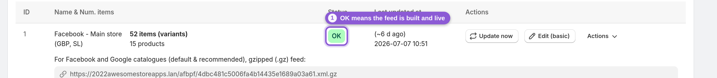 Read the status badge first — .product-feed-row s-badge highlighted