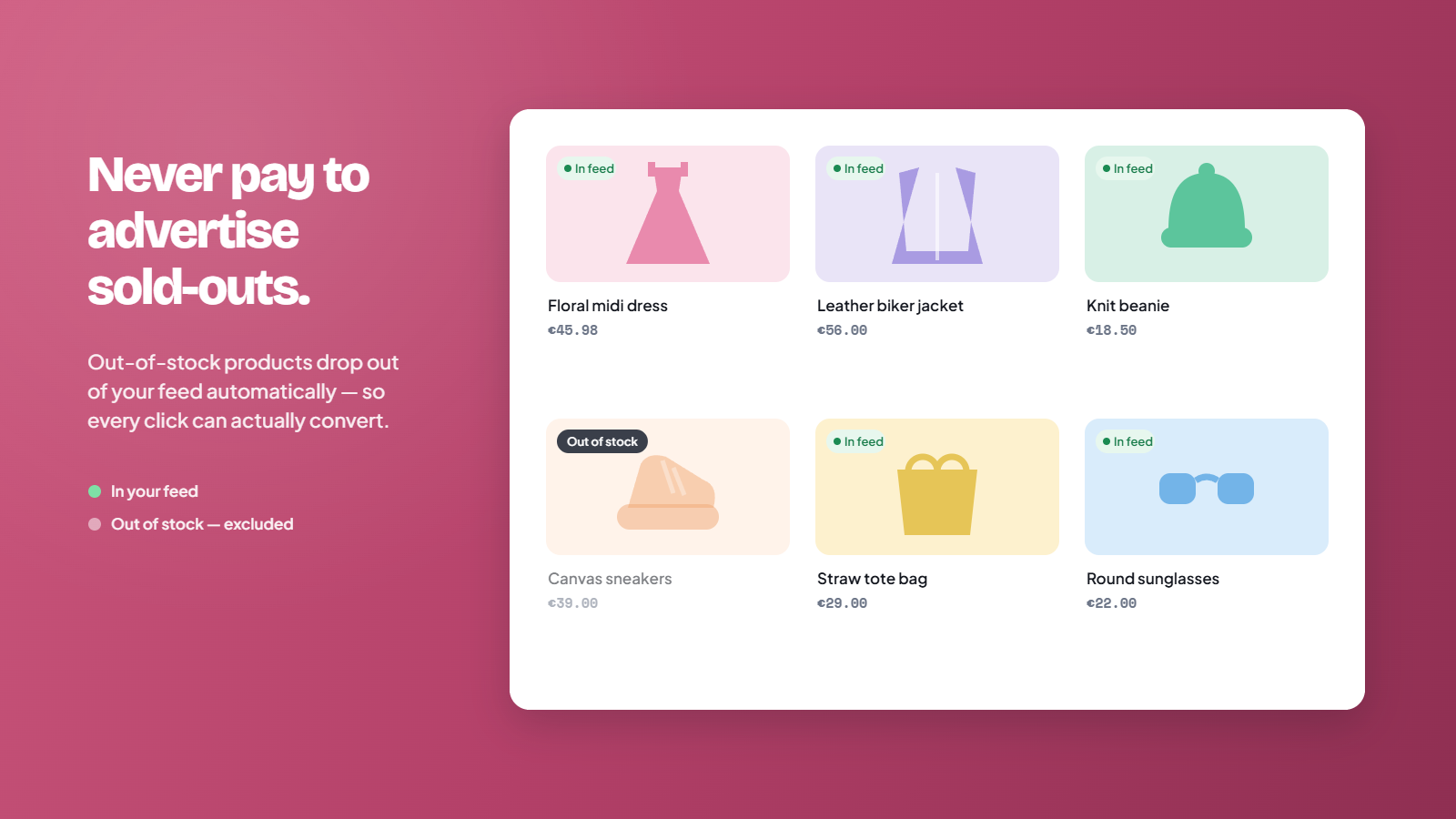 Out-of-stock products automatically excluded from a Shopify product feed